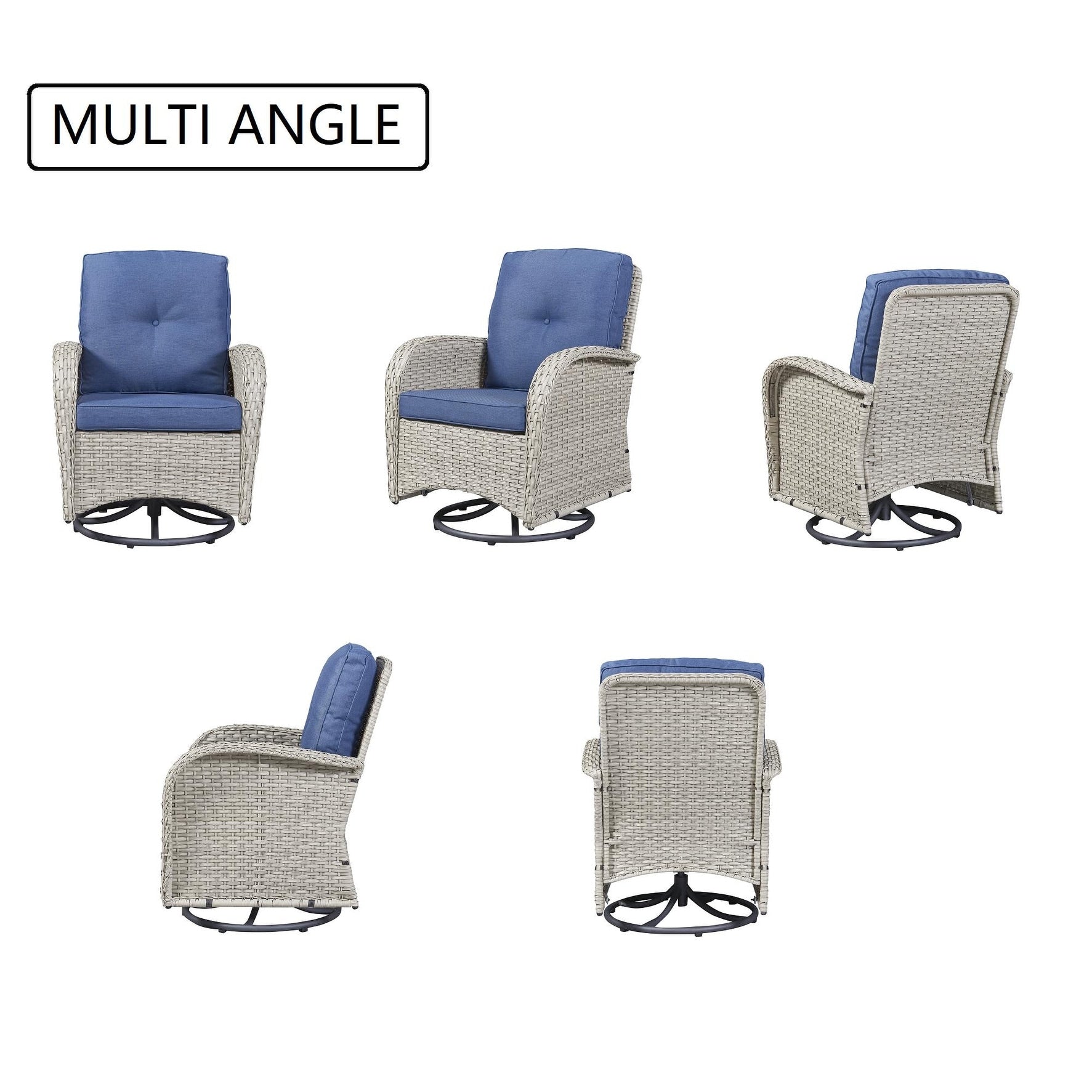 Ensemble de 3 meubles d'extérieur avec table et chaises pivotantes Gymojoy