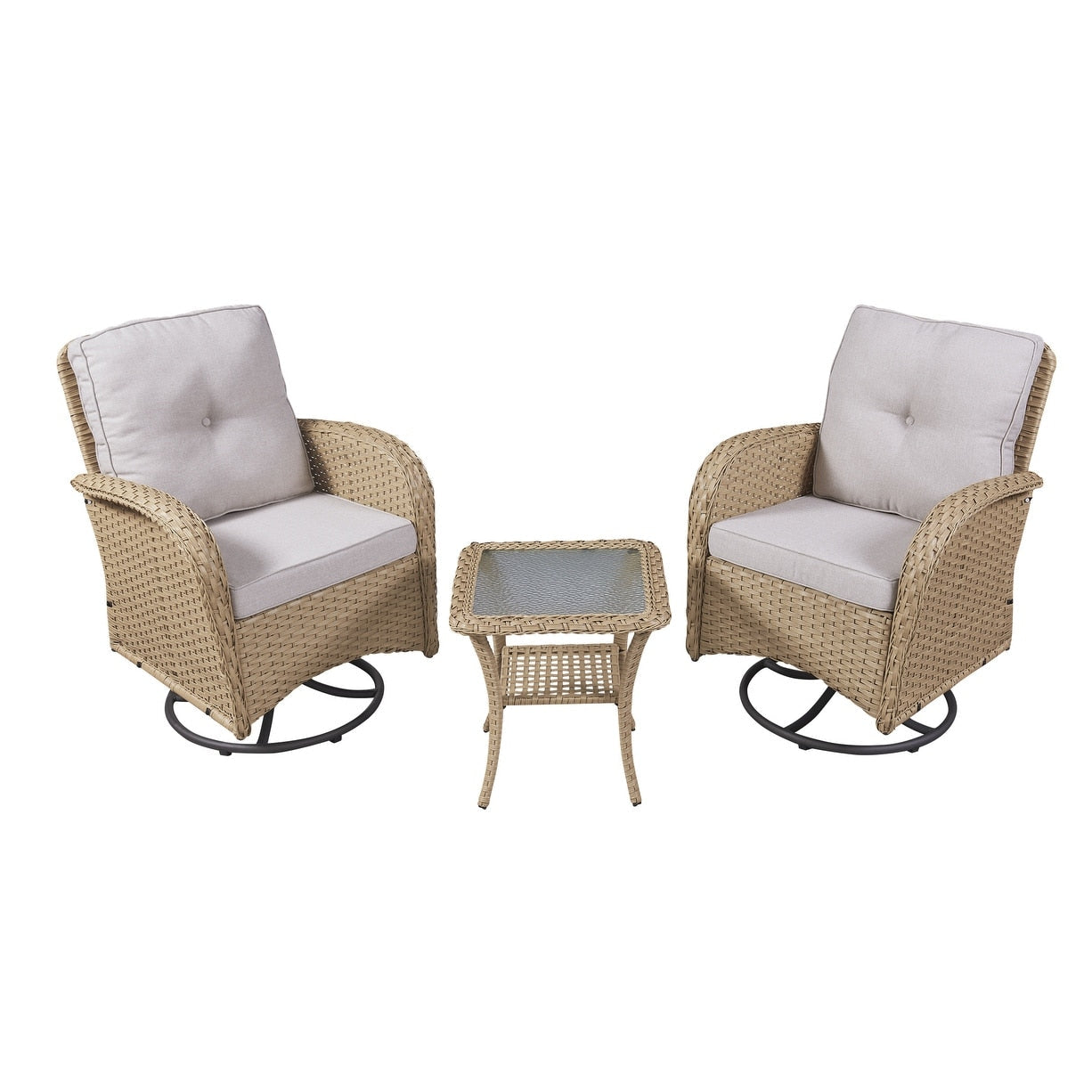 Ensemble de 3 meubles d'extérieur avec table et chaises pivotantes Gymojoy