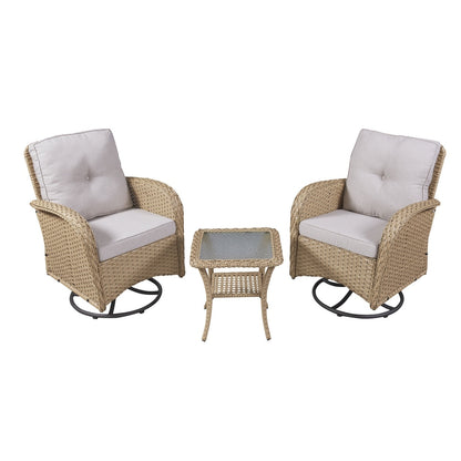 Ensemble de 3 meubles d'extérieur avec table et chaises pivotantes Gymojoy