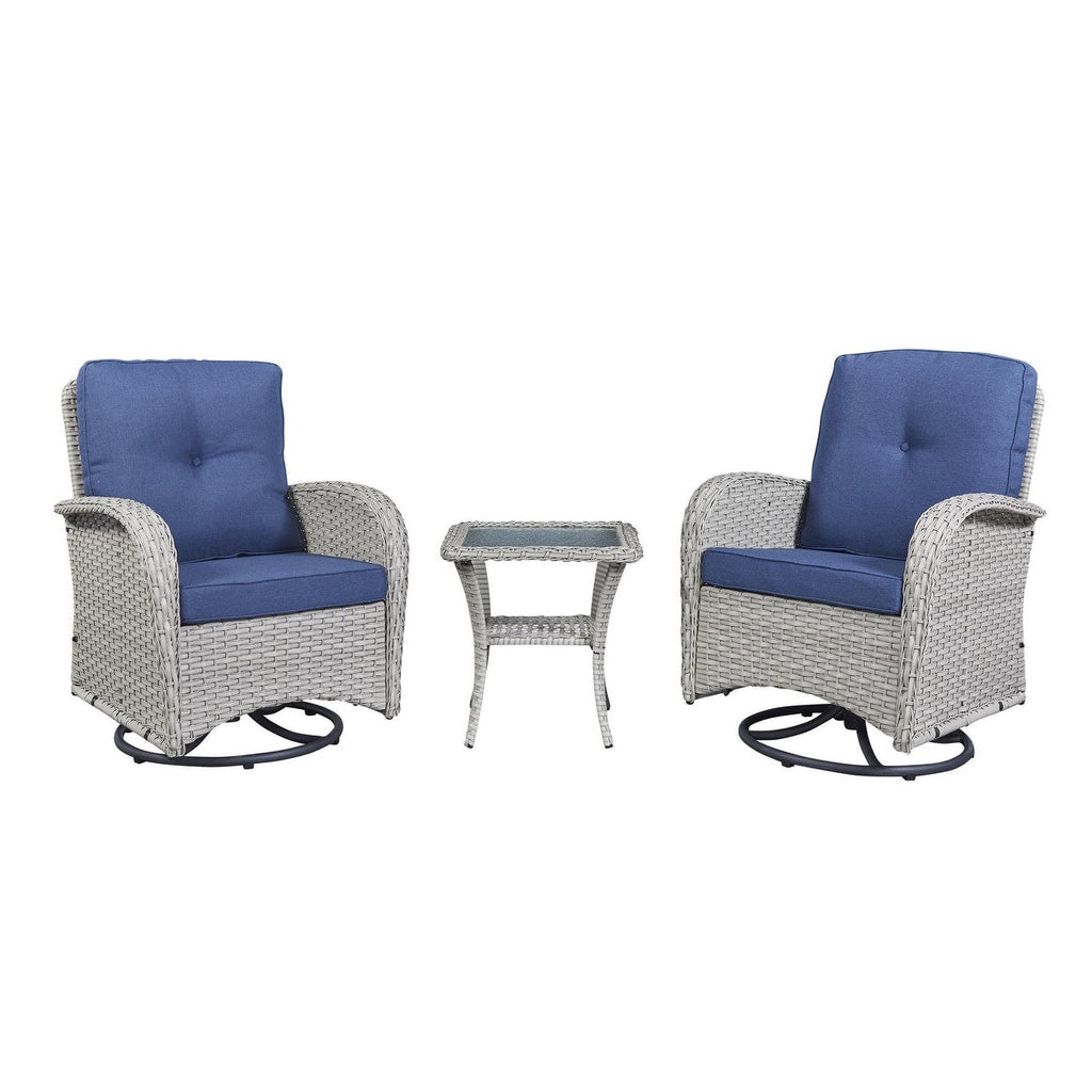 Ensemble de 3 meubles d'extérieur avec table et chaises pivotantes Gymojoy