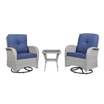Ensemble de 3 meubles d'extérieur avec table et chaises pivotantes Gymojoy