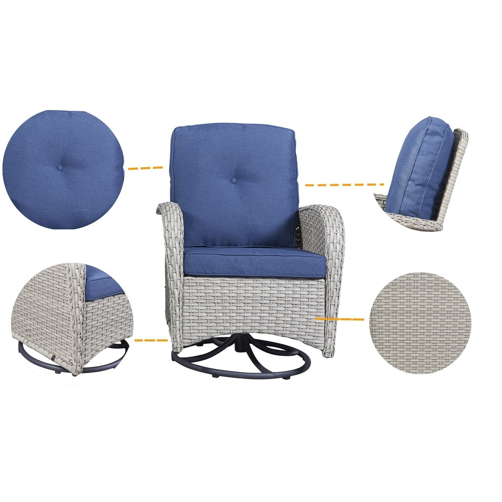 Ensemble de 3 meubles d'extérieur avec table et chaises pivotantes Gymojoy