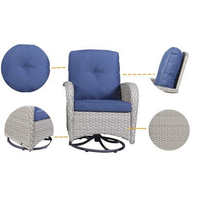 Ensemble de 3 meubles d'extérieur avec table et chaises pivotantes Gymojoy