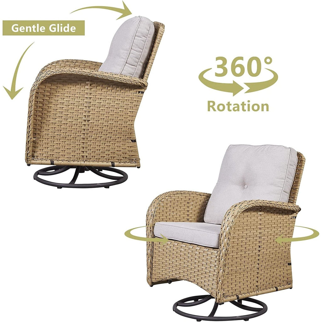 Ensemble de 3 meubles d'extérieur avec table et chaises pivotantes Gymojoy