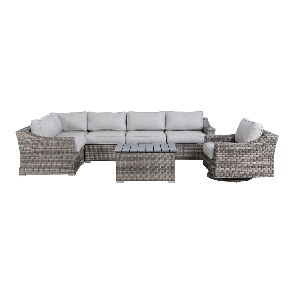 Ensemble de sièges sectionnels pivotants à bascule gris 7 pièces avec coussin