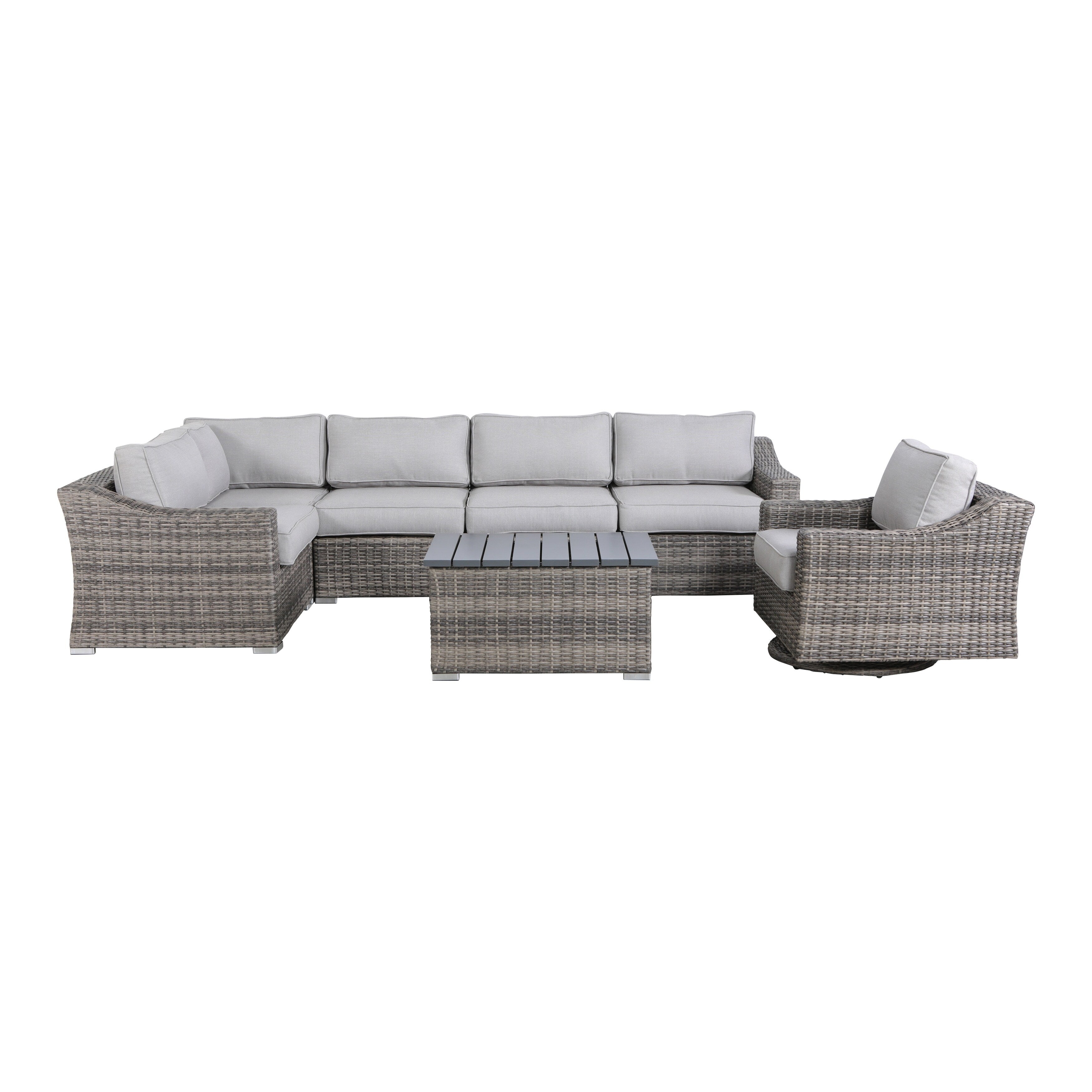 Ensemble de sièges sectionnels pivotants à bascule gris 7 pièces avec coussin