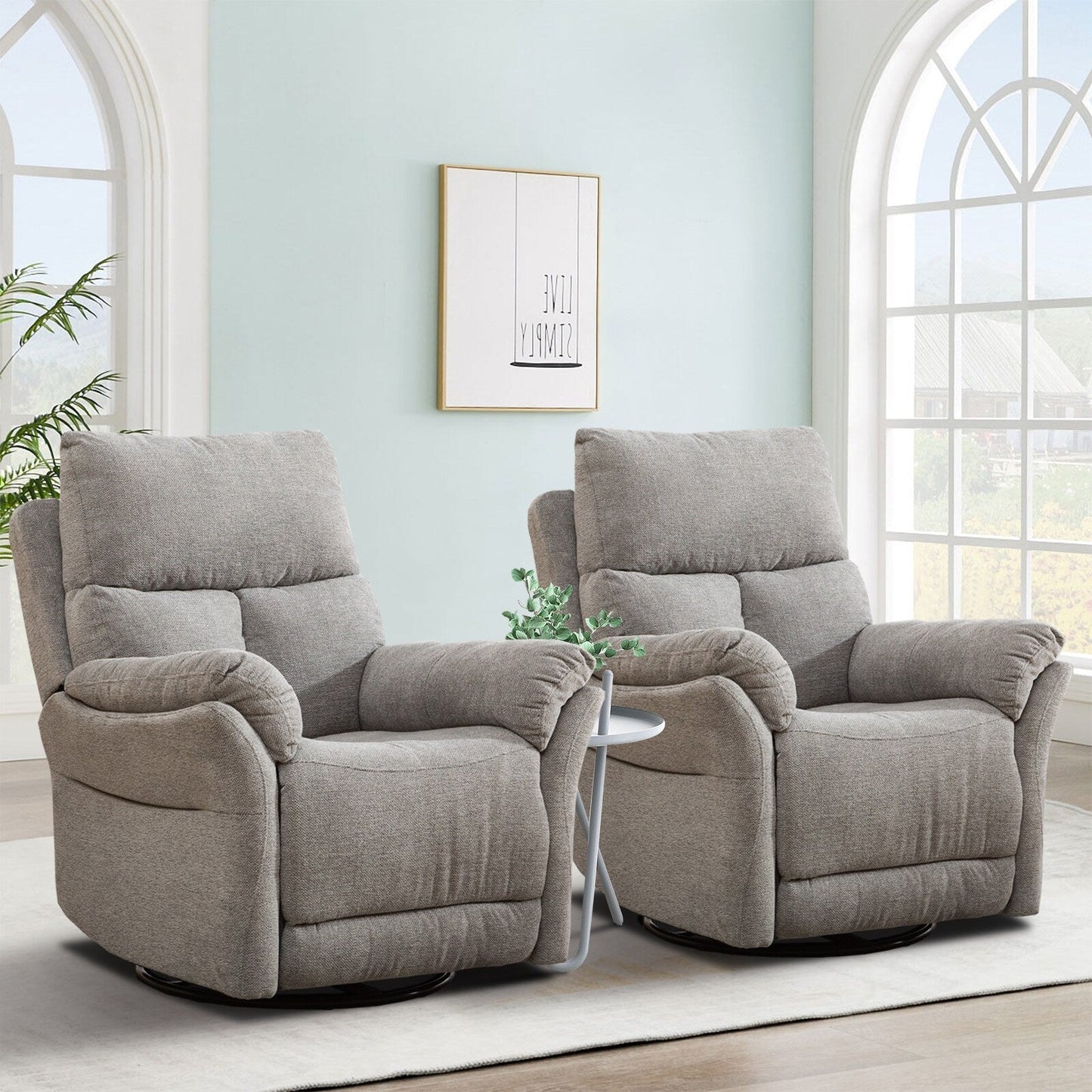 Fauteuil inclinable pivotant en tissu, canapé inclinable manuel, ensemble de deux