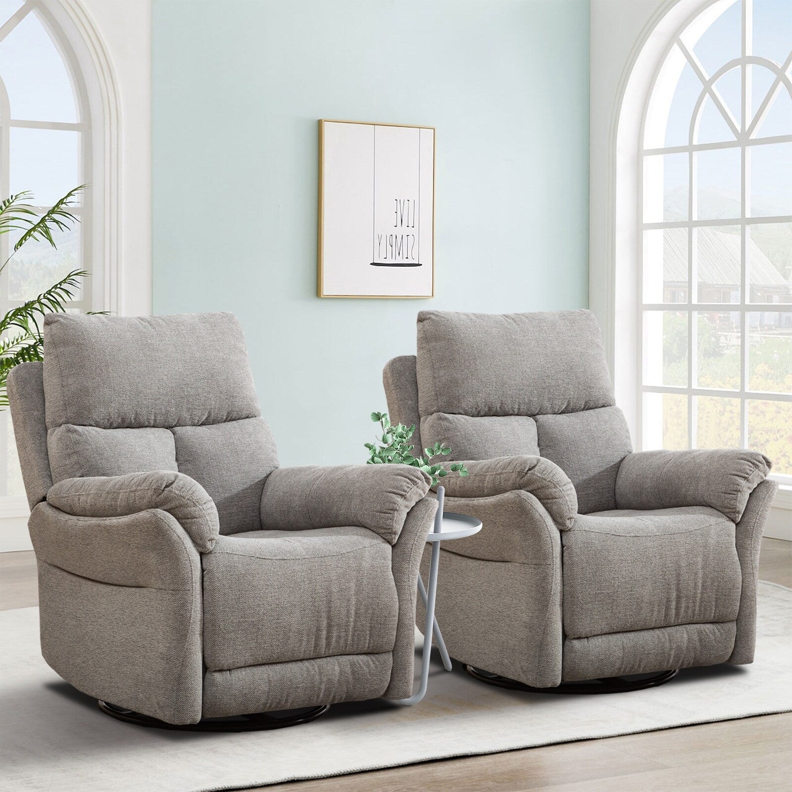 Fauteuil inclinable pivotant en tissu, canapé inclinable manuel, ensemble de deux