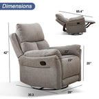 Fauteuil inclinable pivotant en tissu, canapé inclinable manuel, ensemble de deux
