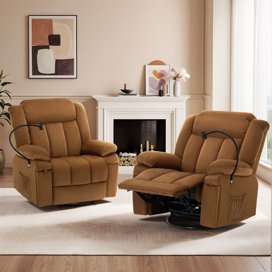 Fauteuil inclinable pivotant à bascule avec massage, chauffage et support pour téléphone – Idéal pour le salon, le bureau, la chambre
