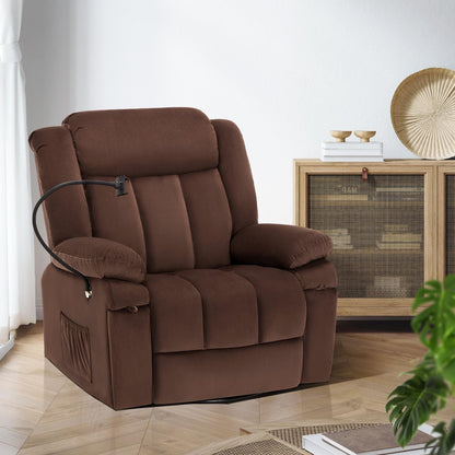 Fauteuil inclinable pivotant à bascule avec massage, chauffage et support pour téléphone – Idéal pour le salon, le bureau, la chambre