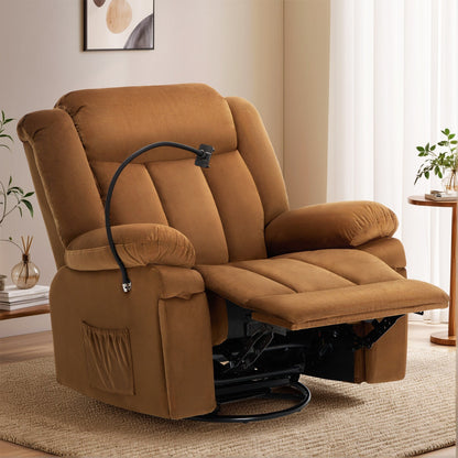 Fauteuil inclinable pivotant à bascule avec massage, chauffage et support pour téléphone – Idéal pour le salon, le bureau, la chambre
