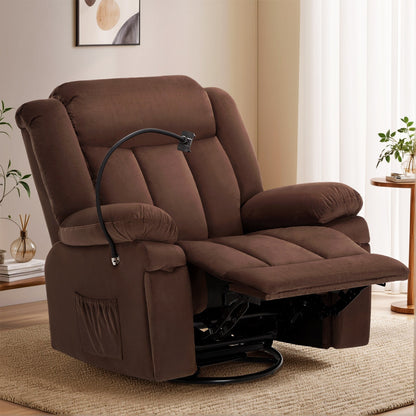 Fauteuil inclinable pivotant à bascule avec massage, chauffage et support pour téléphone – Idéal pour le salon, le bureau, la chambre