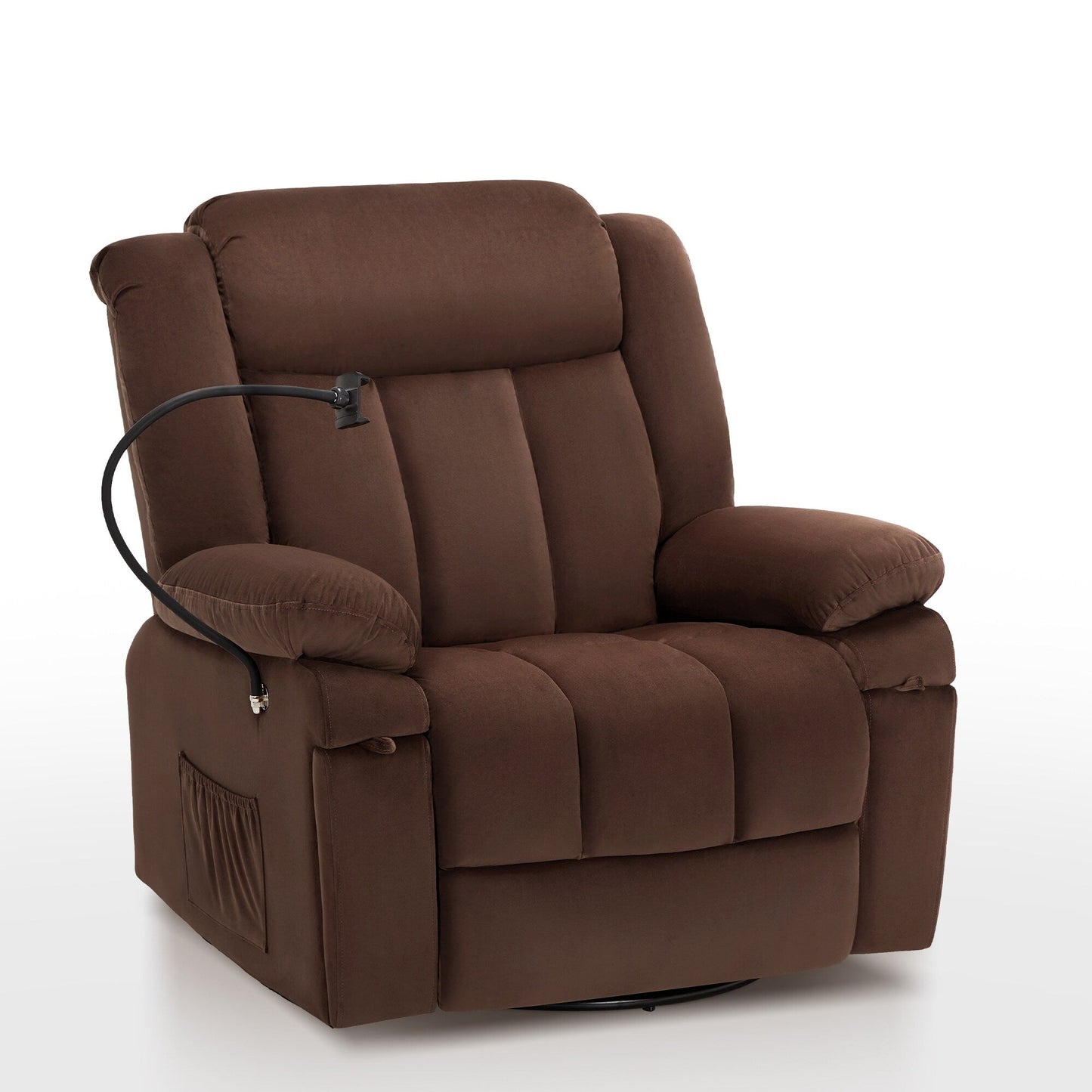 Fauteuil inclinable pivotant à bascule avec massage, chauffage et support pour téléphone – Idéal pour le salon, le bureau, la chambre
