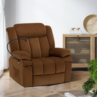 Fauteuil inclinable pivotant à bascule avec massage, chauffage et support pour téléphone – Idéal pour le salon, le bureau, la chambre