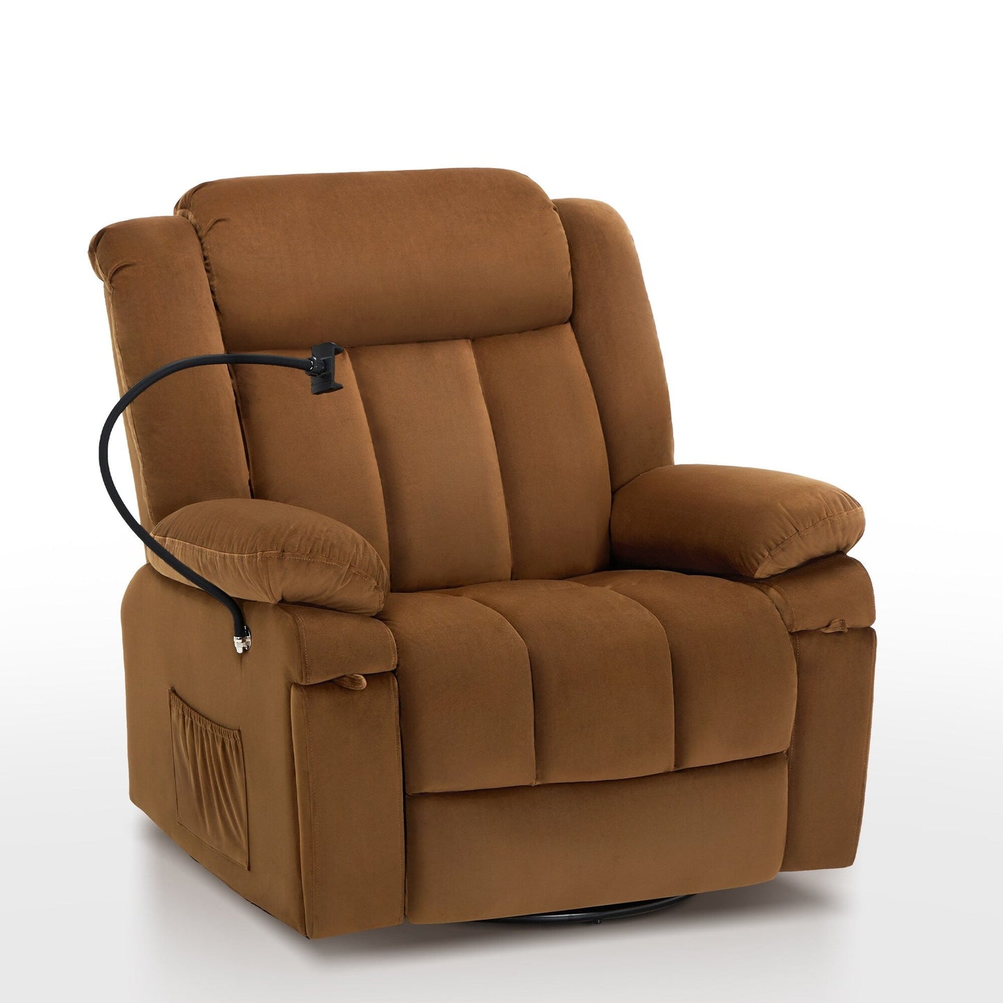 Fauteuil inclinable pivotant à bascule avec massage, chauffage et support pour téléphone – Idéal pour le salon, le bureau, la chambre