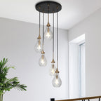 Synia Lustre moderne en verre à 5 lumières en forme de larme pour escalier, entrée, haut plafond - 15'' x 18,2-74,2''