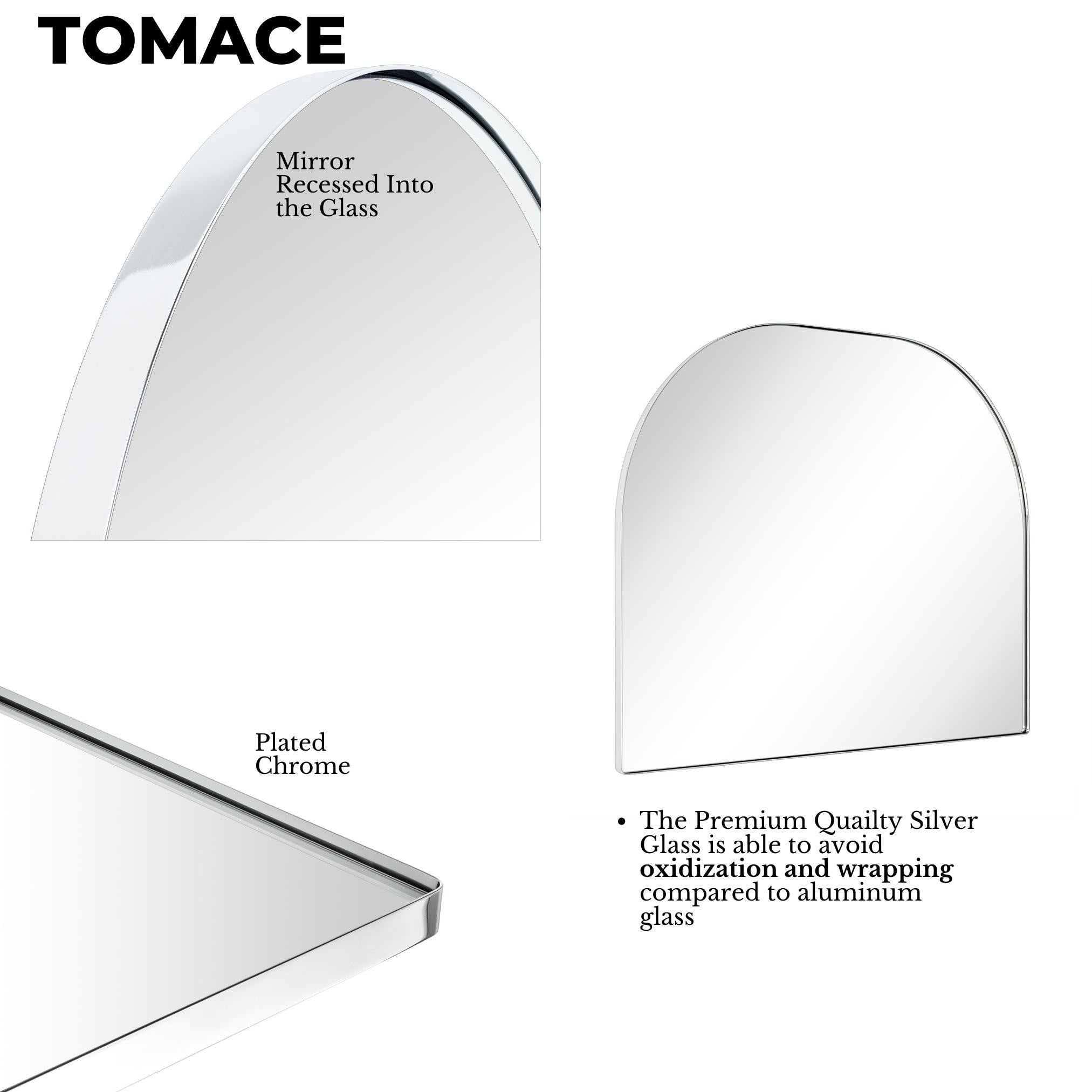 Grand miroir arqué TEHOME Dezerae pour manteau de cheminée, 40'' L x 32'' H