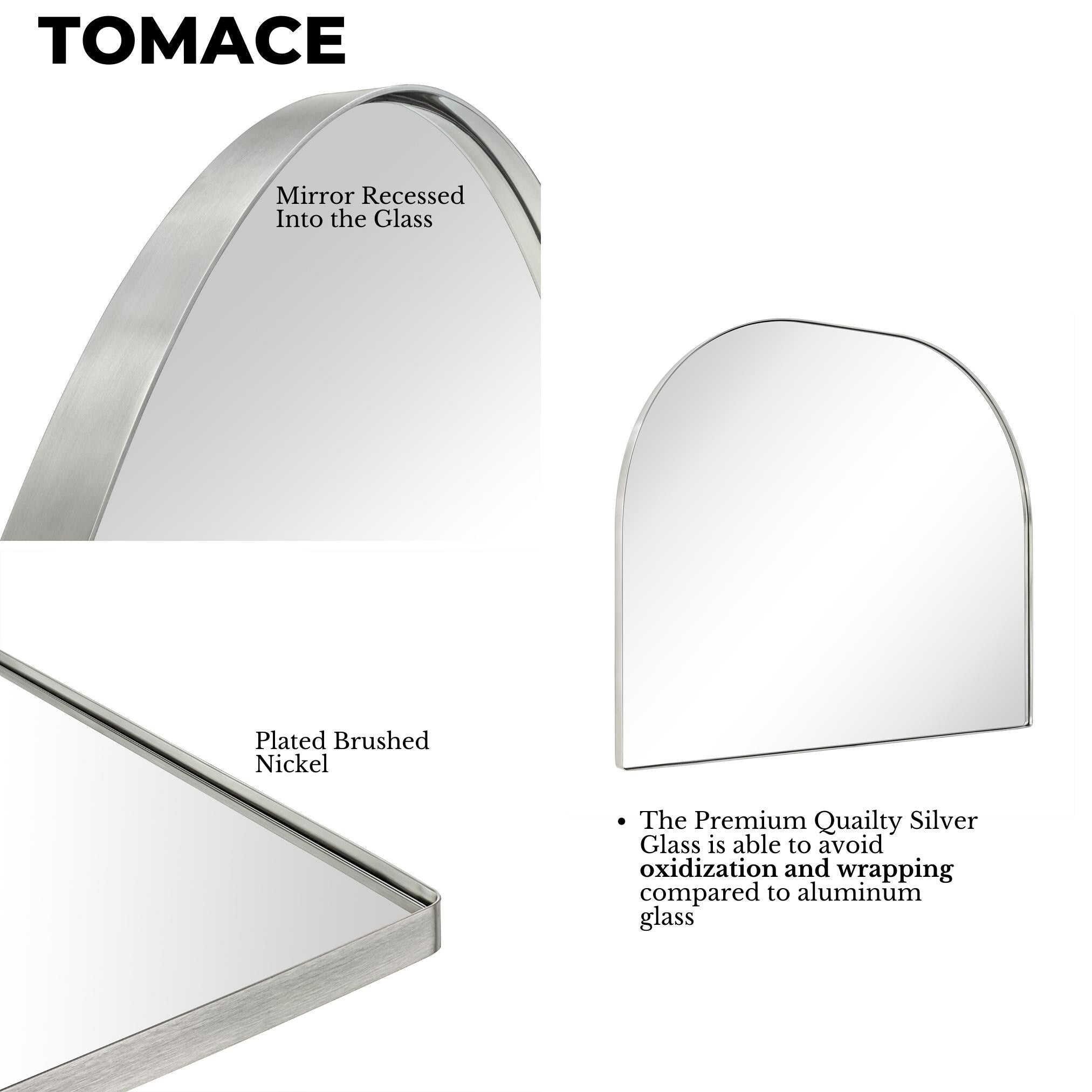 Grand miroir arqué TEHOME Dezerae pour manteau de cheminée, 40'' L x 32'' H