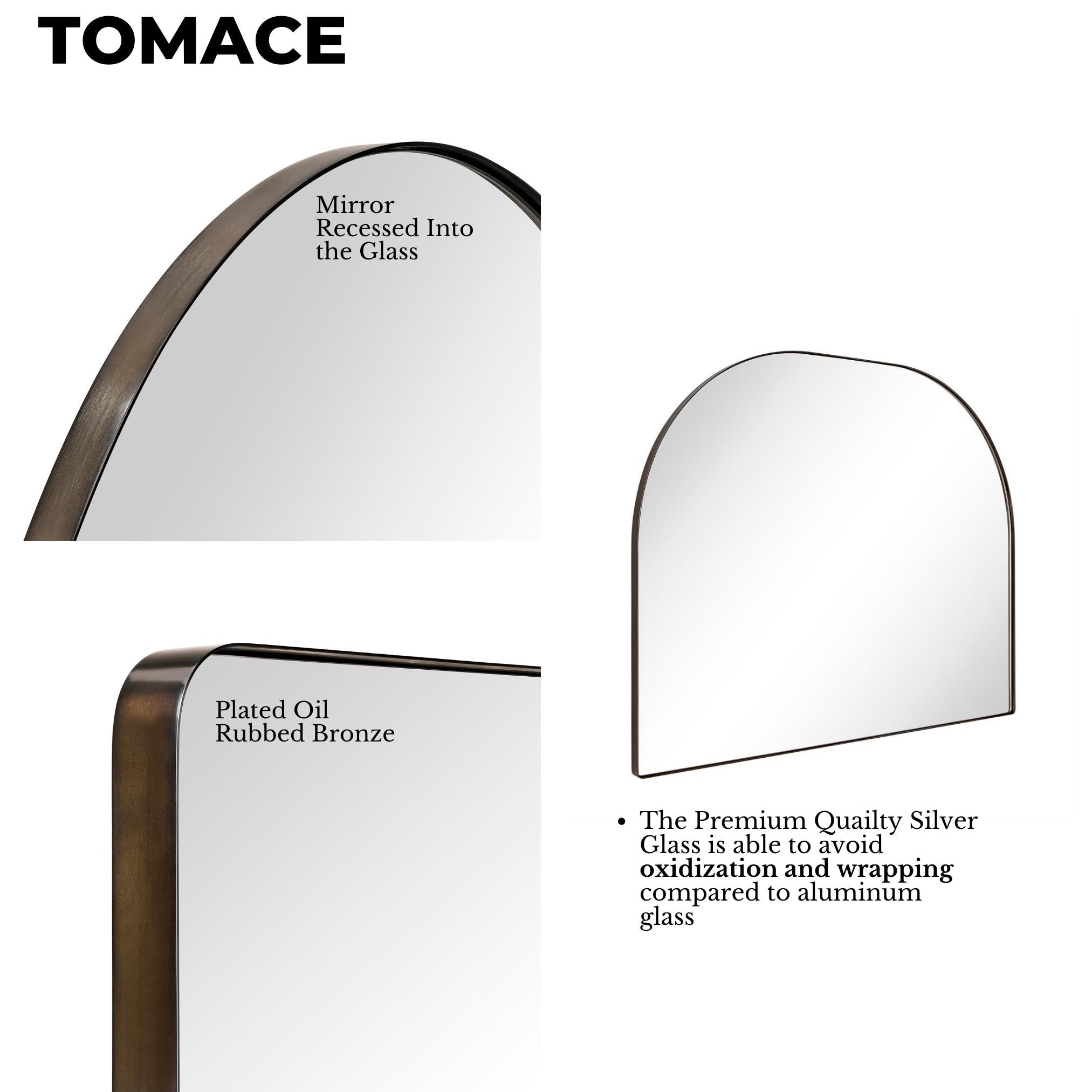 Grand miroir arqué TEHOME Dezerae pour manteau de cheminée, 40'' L x 32'' H