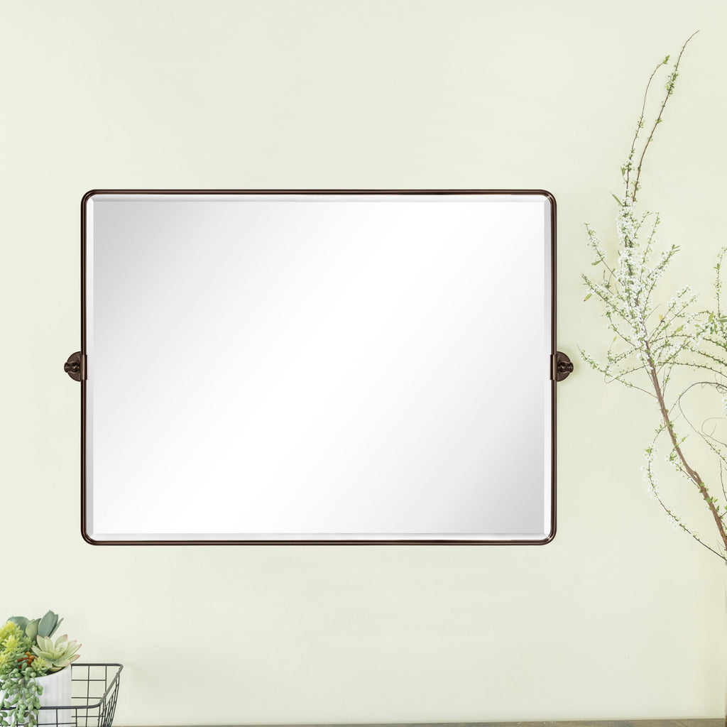 Miroir de salle de bain/de vanité biseauté horizontal TEHOME Lutalo