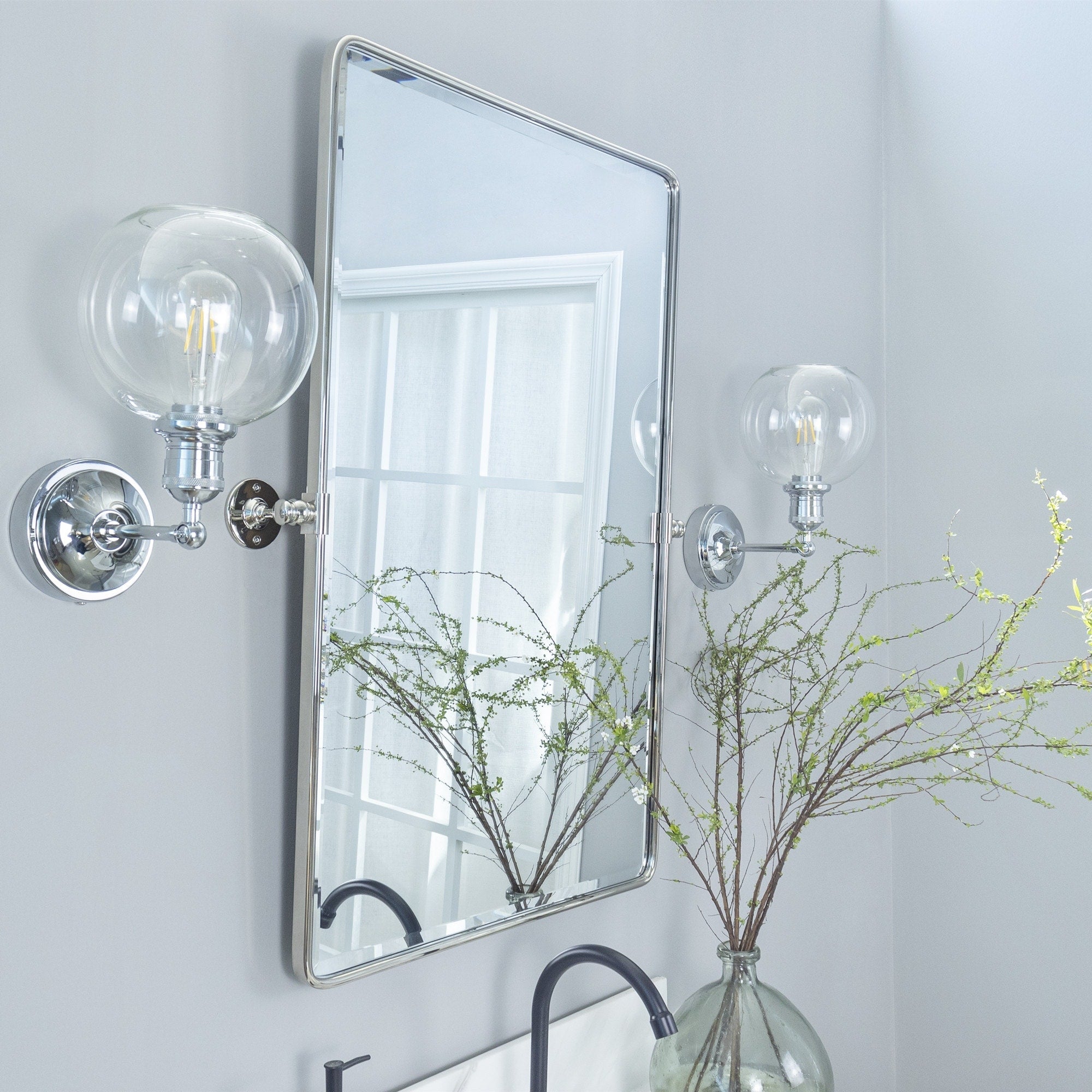 Miroirs muraux verticaux rectangulaires en métal TEHOME Woodvale