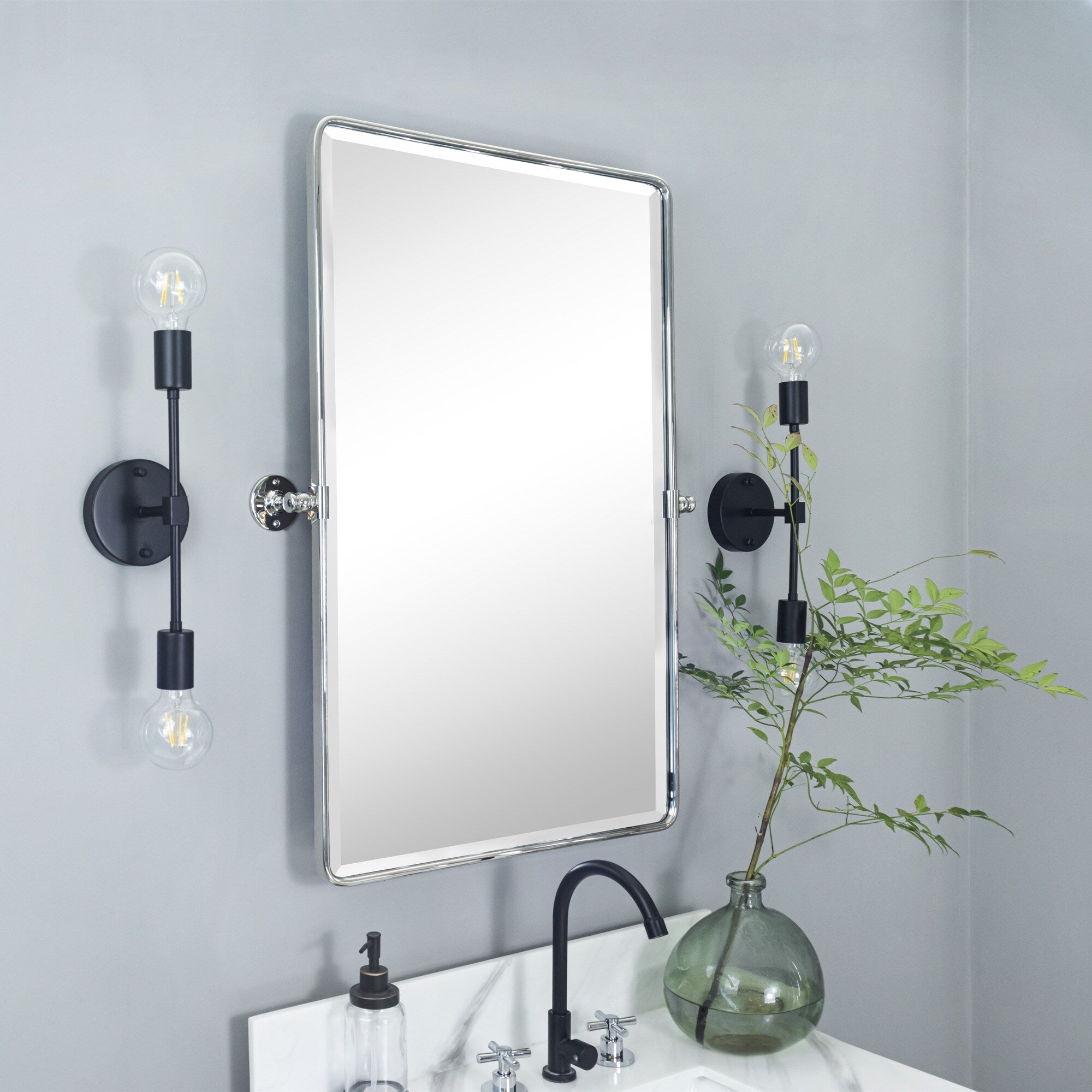 Miroirs muraux verticaux rectangulaires en métal TEHOME Woodvale