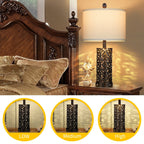 Lampes de table noires et dorées en métal, veilleuse 2 en 1, ports USB, prise secteur, interrupteur tactile (lot de 2)