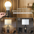 Lampe de table en métal noir, veilleuse 2 en 1, abat-jour tambour démontable, interrupteur rotatif indépendant et variateur tactile (lot de 2)