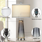Lampes de table 2 en 1 en verre gris, avec ports de charge et interrupteur tactile bidirectionnel (lot de 2) - 30,5 x 30,5 x 66 cm (L x l x H)