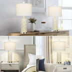 Lampes de table 2 en 1, veilleuses blanches avec ports USB en métal doré, prise secteur, interrupteur tactile (lot de 2)
