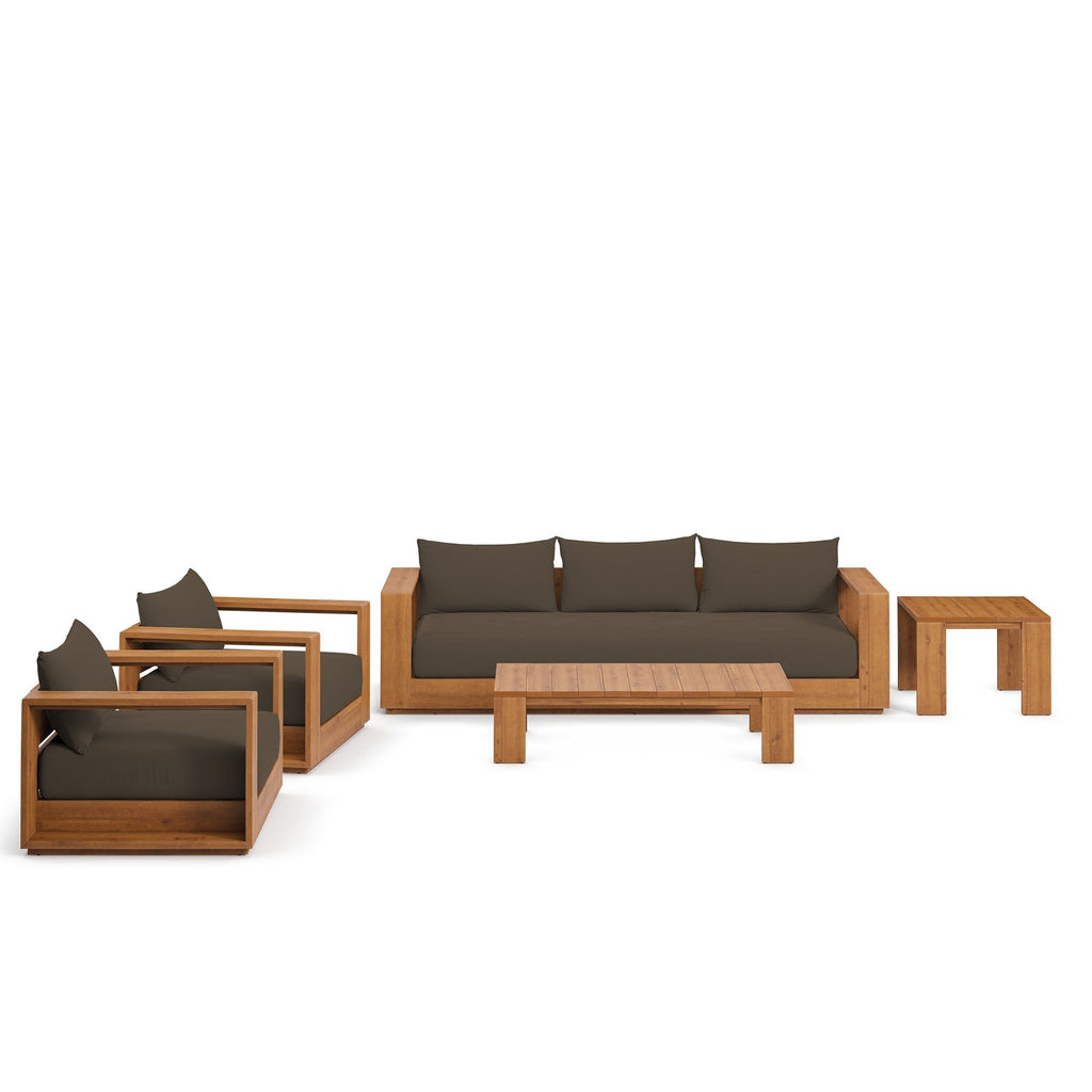 Ensemble de meubles de patio extérieur Tahoe en bois d'acacia, 5 pièces