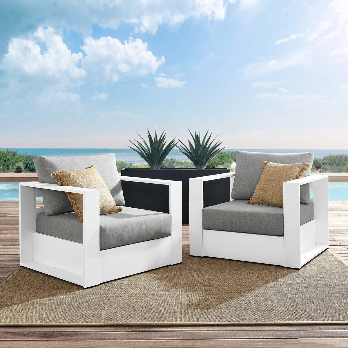Ensemble de 2 fauteuils d'extérieur en aluminium thermolaqué Tahoe