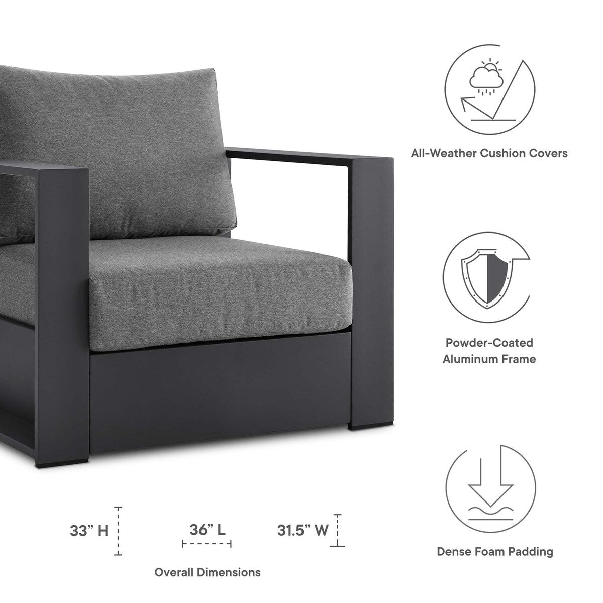 Ensemble de 2 fauteuils d'extérieur en aluminium thermolaqué Tahoe