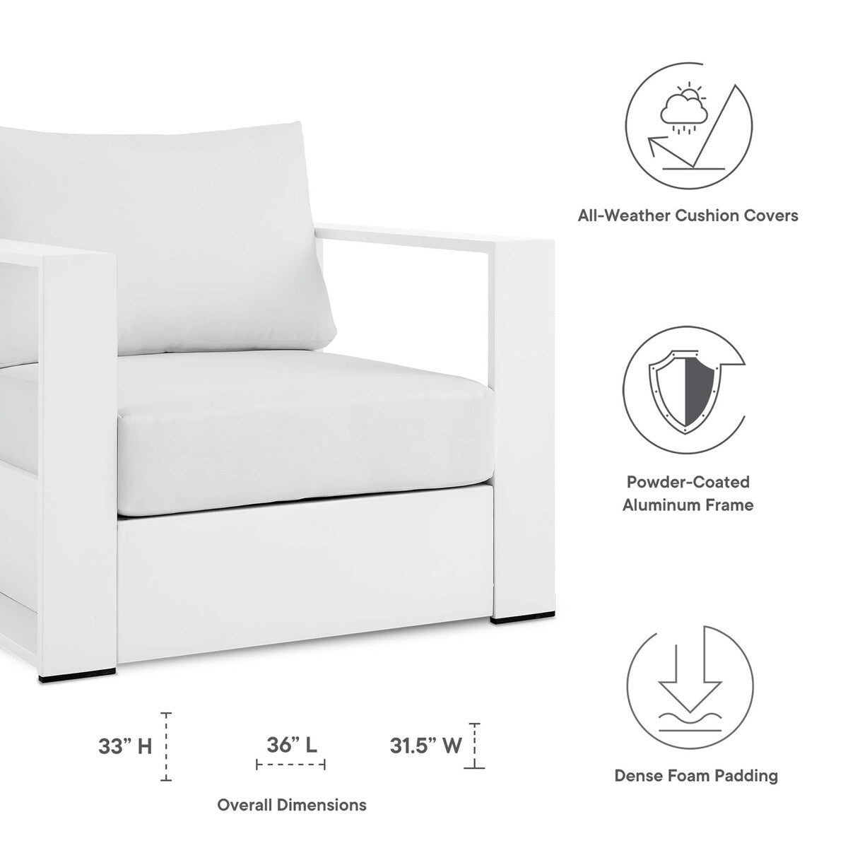 Ensemble de 2 fauteuils d'extérieur en aluminium thermolaqué Tahoe