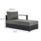 Ensemble de canapés sectionnels Tahoe Patio en aluminium, 2 pièces, avec méridienne orientée vers la droite