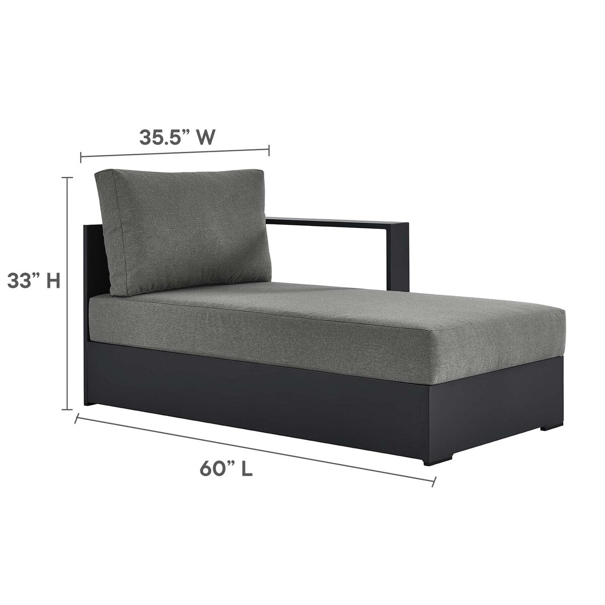 Ensemble de canapés sectionnels Tahoe Patio en aluminium, 2 pièces, avec méridienne orientée vers la droite