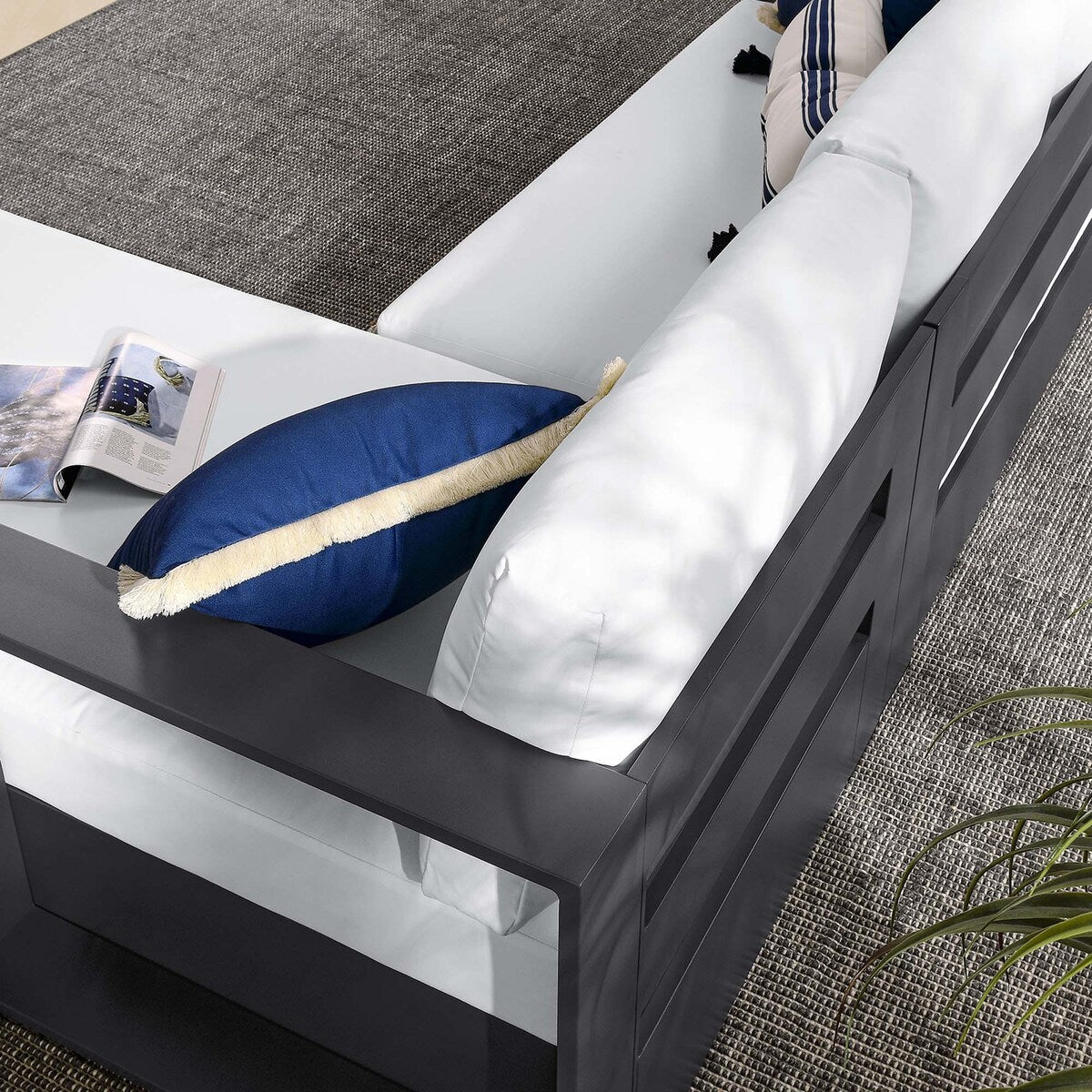 Ensemble de canapés sectionnels Tahoe Patio en aluminium, 2 pièces, avec méridienne orientée vers la droite
