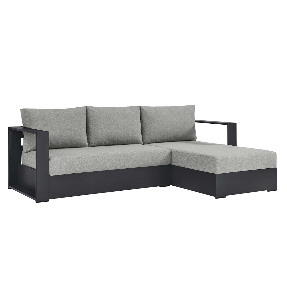 Ensemble de canapés sectionnels Tahoe Patio en aluminium, 2 pièces, avec méridienne orientée vers la droite