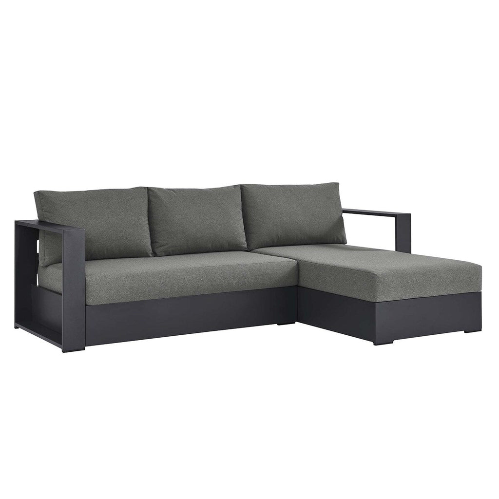 Ensemble de canapés sectionnels Tahoe Patio en aluminium, 2 pièces, avec méridienne orientée vers la droite