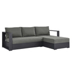 Ensemble de canapés sectionnels Tahoe Patio en aluminium, 2 pièces, avec méridienne orientée vers la droite
