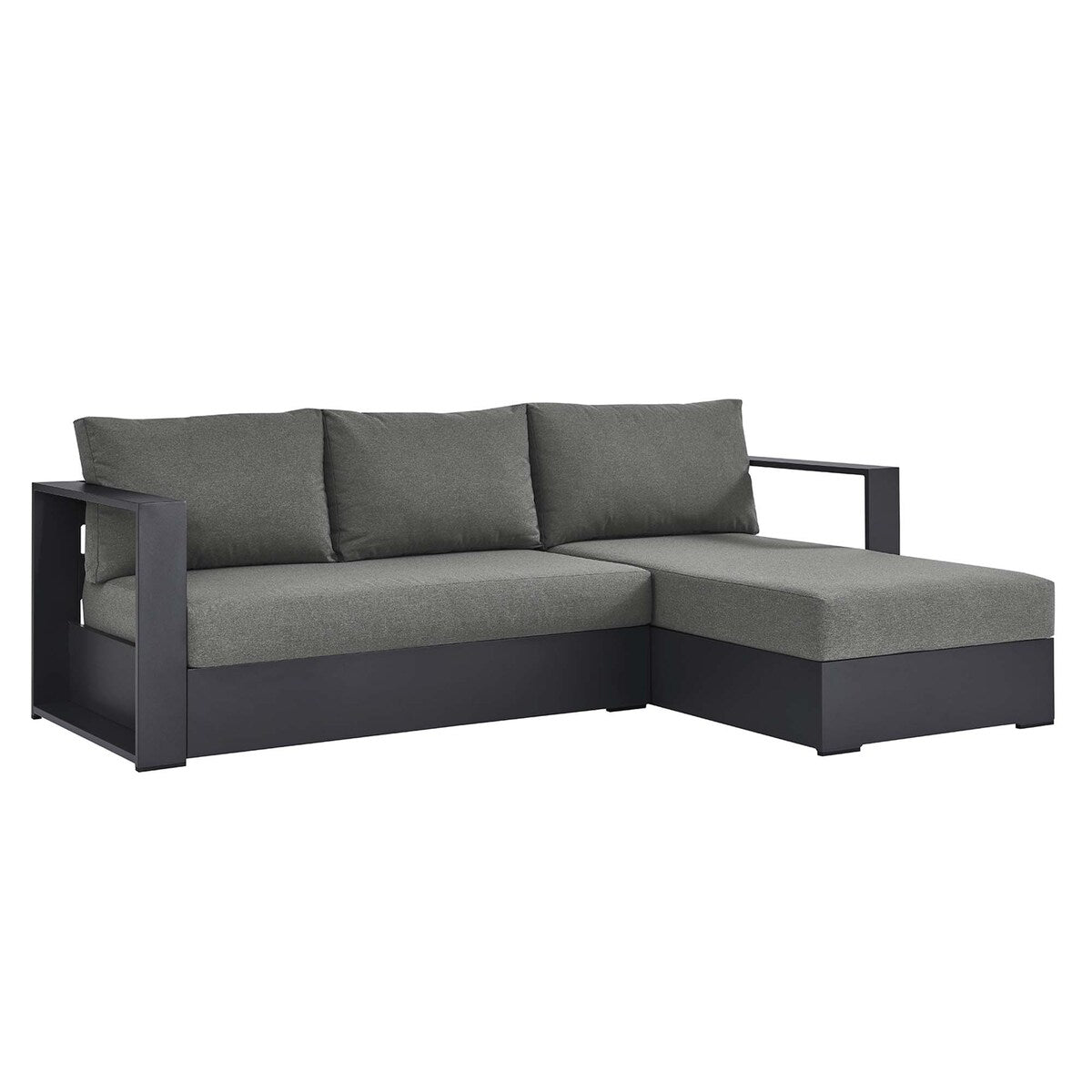Ensemble de canapés sectionnels Tahoe Patio en aluminium, 2 pièces, avec méridienne orientée vers la droite