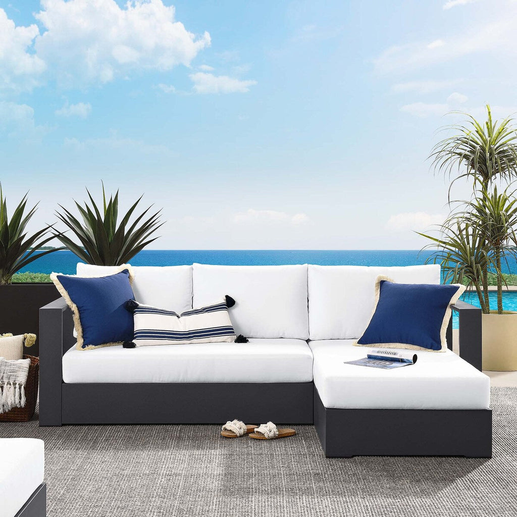 Ensemble de canapés sectionnels Tahoe Patio en aluminium, 2 pièces, avec méridienne orientée vers la droite