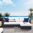 Ensemble de canapés sectionnels Tahoe Patio en aluminium, 2 pièces, avec méridienne orientée vers la droite