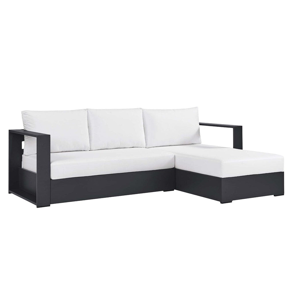 Ensemble de canapés sectionnels Tahoe Patio en aluminium, 2 pièces, avec méridienne orientée vers la droite