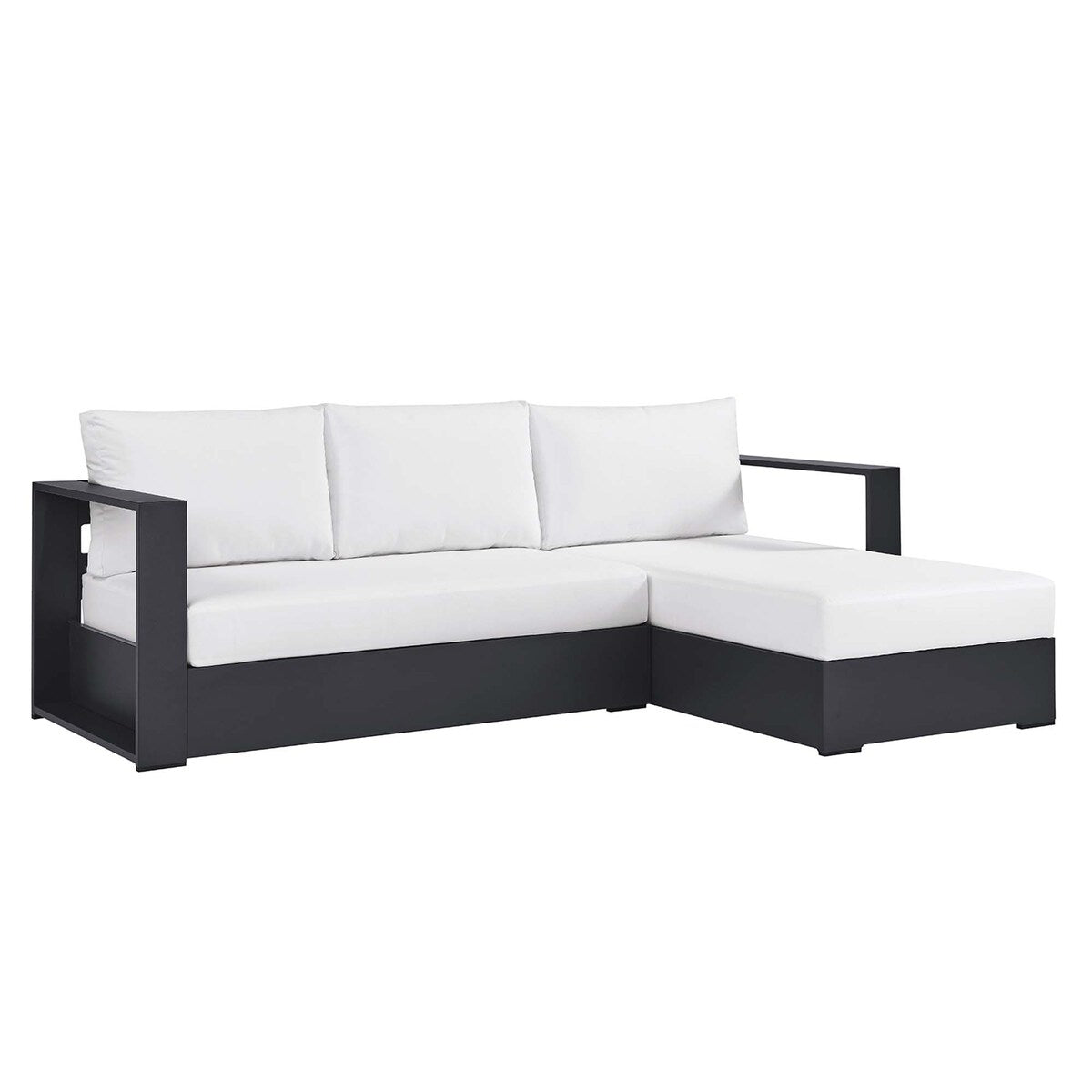 Ensemble de canapés sectionnels Tahoe Patio en aluminium, 2 pièces, avec méridienne orientée vers la droite