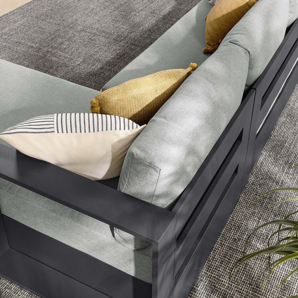 Ensemble de canapés sectionnels Tahoe Patio en aluminium, 2 pièces, avec méridienne orientée vers la droite