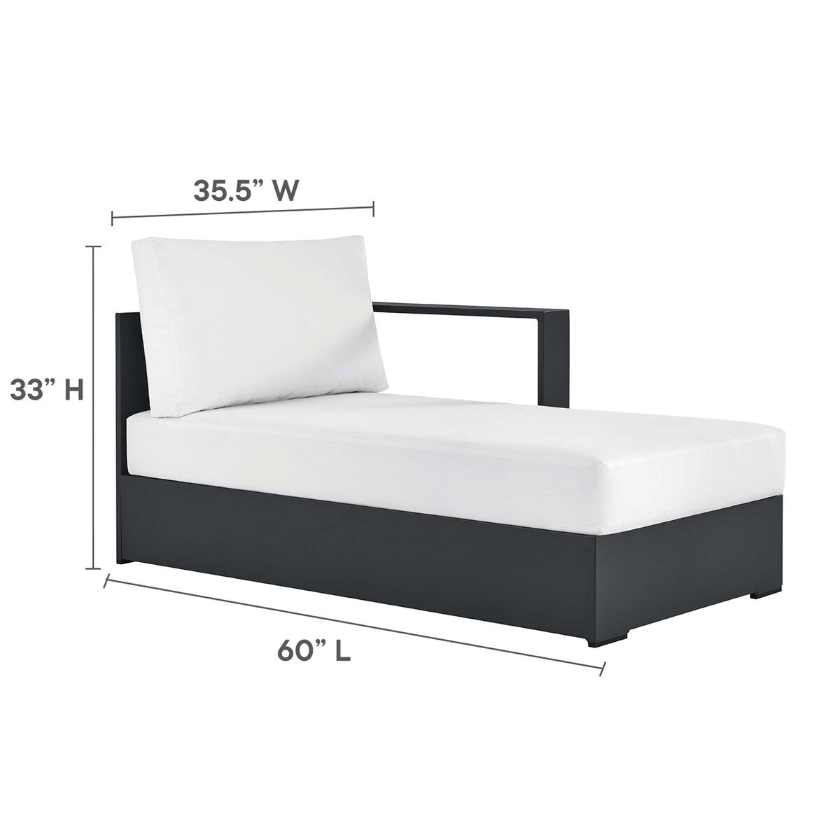 Ensemble de canapés sectionnels Tahoe Patio en aluminium, 2 pièces, avec méridienne orientée vers la droite