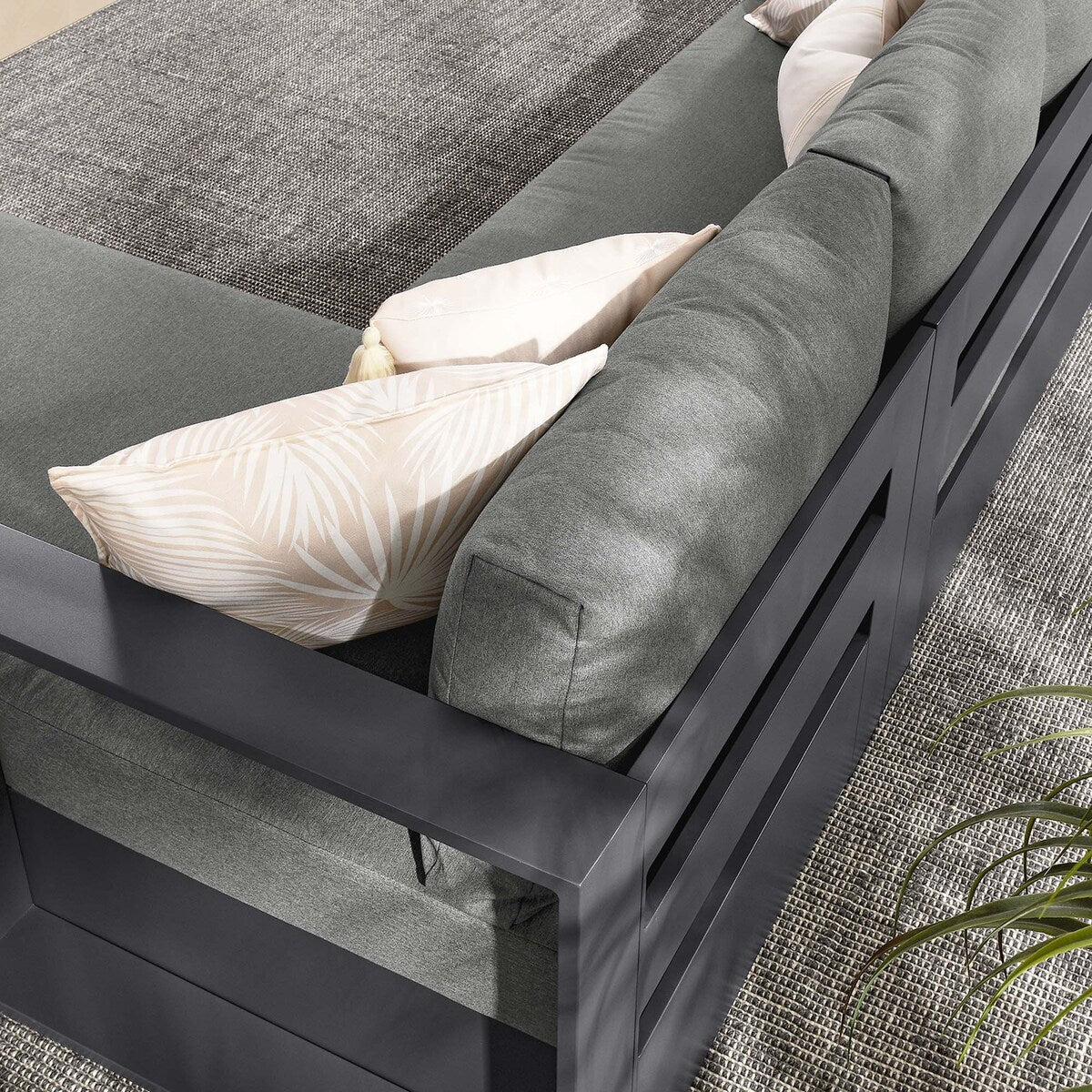 Ensemble de canapés sectionnels Tahoe Patio en aluminium, 2 pièces, avec méridienne orientée vers la droite