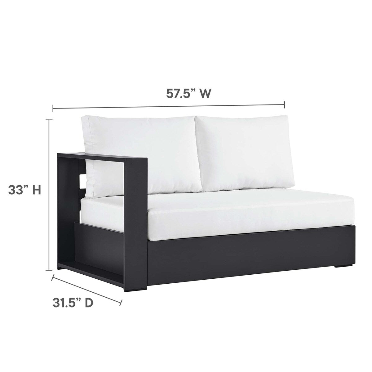 Ensemble de canapés sectionnels Tahoe Patio en aluminium, 2 pièces, avec méridienne orientée vers la droite